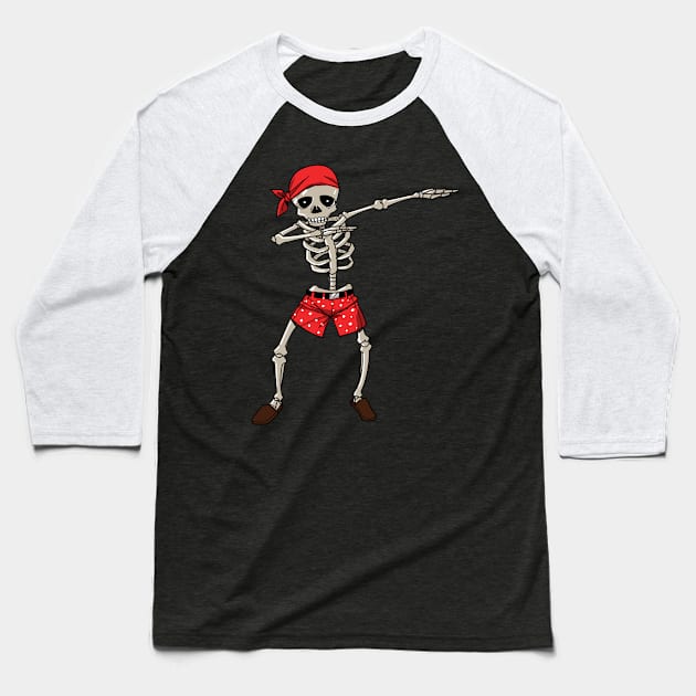 Halloween Pirate Dabbing Skeleton Gift Dab design Baseball T-Shirt by theodoros20